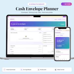Cash Envelope Planner App | Budget Tracker, Sinking Funds, Bills Manager | Interactive Web App | Digital HTML Download