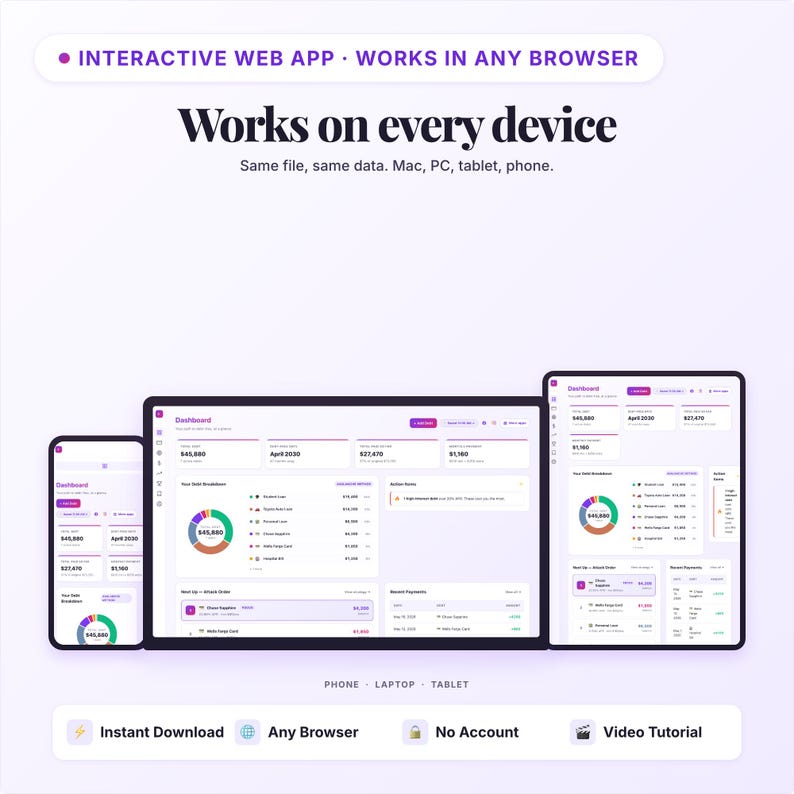App per la pianificazione del rimborso dei debiti / Calcolatore a effetto valanga + metodo a palla di neve / App Web interattiva / Strumento di monitoraggio per la liberazione dai debiti / Download digitale in HTML immagine 8