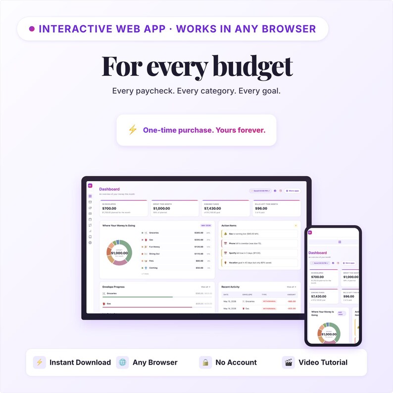 Cash Envelop Planner-app | Budgettracker, geld terugbrengen, rekeningenmanager | Interactieve webapp | Digitale HTML-download afbeelding 10