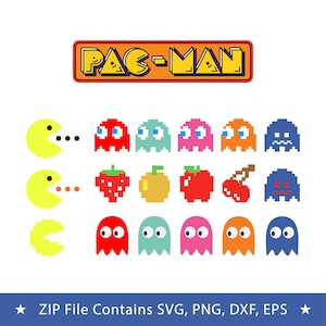Pacman-bundel SVG, PNG DXF-bestanden, Packman Svg, png, digitale download