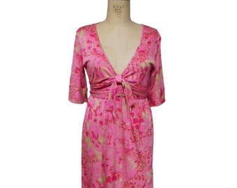 vintage LILLY PULITZER floral dress / silk jersey dress / y2k floral wrap dress / women’s vintage dress / tag size 4