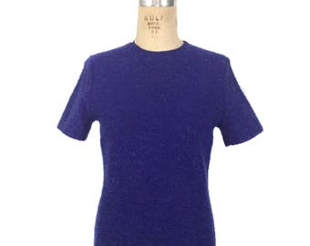 vintage 1950's boucle knit dress / 50’s blue wool wiggle dress / women's vintage dress / size medium