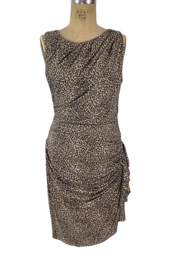 Betsey Johnson, vintage BETSEY JOHNSON leopard print dress / ruched cocktail dress / women’s vintage dress / tag size 12