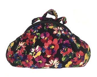 vintage 1940's floral handbag / Tucktite Costume Bag / floral print rayon purse / 1940's purse / 40's handbag