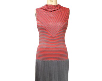 vintage 1960's striped scooter dress / 60’s orange gray drop waist dress / women's vintage dress / tag size 11