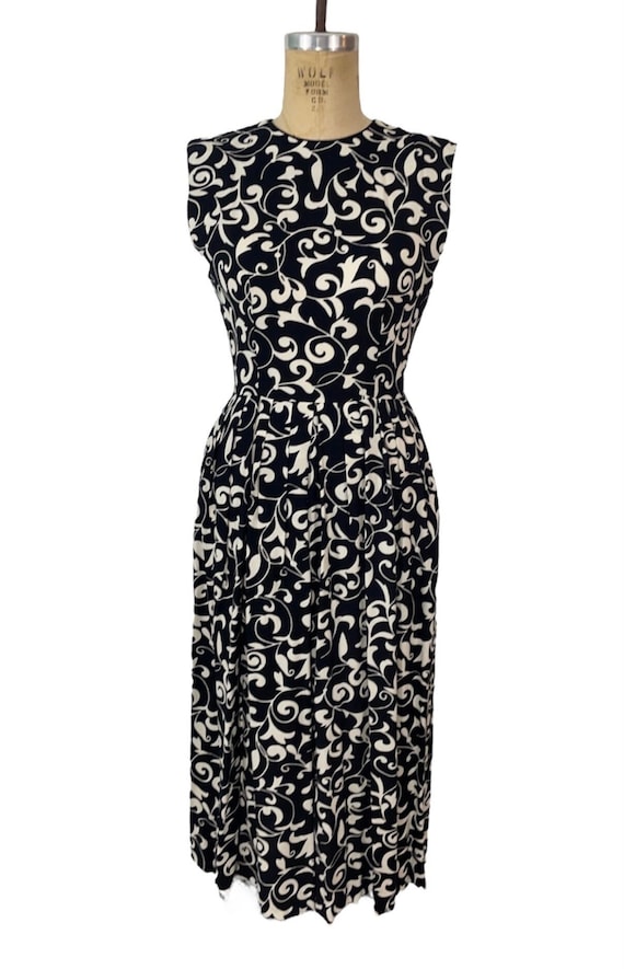 vintage 1980’s LANZ ivy print dress / 80’s black a