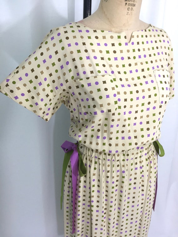 vintage 1950's geometric print dress / B.H. Wragg… - image 3