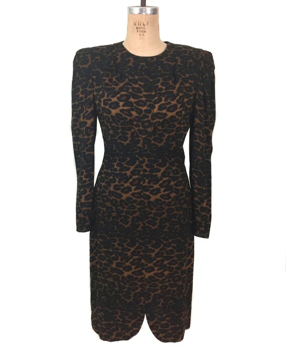 vintage 1980's CAROLINA HERRERA leopard dress / 8… - image 1