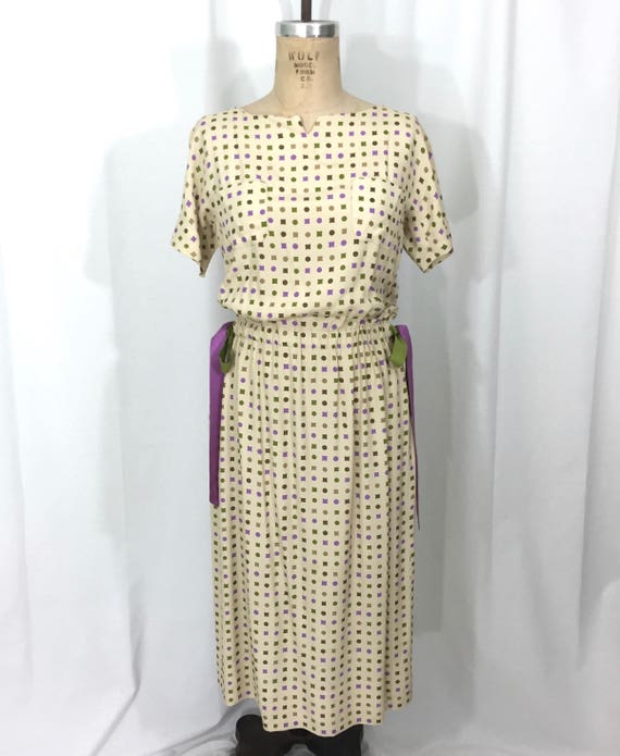 vintage 1950's geometric print dress / B.H. Wragg… - image 2