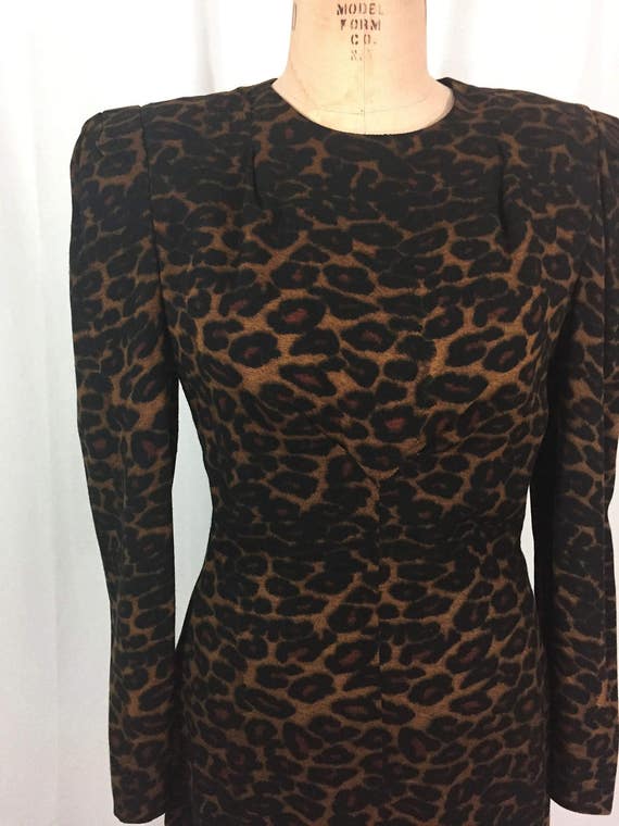 vintage 1980's CAROLINA HERRERA leopard dress / 8… - image 2