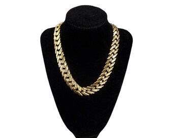 vintage 1980’s MONET gold necklace / 80’s textured gold choker / gold chain / vintage jewelry