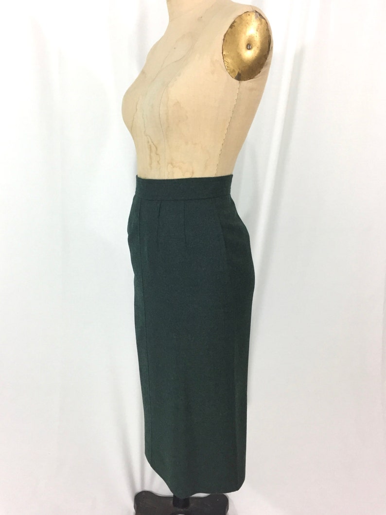 vintage 1970s EMANUEL UNGARO pencil skirt / Ungaro Parallèle / 70s green skirt / wool skirt / women's vintage skirt / tag size 8 image 3