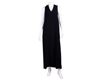 vintage 1980's CLAUDE MONTANA maxi dress / 80’s black rayon jersey dress / minimalist quiet luxury / women's vintage dress / tag size 8