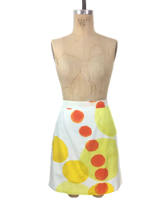 vintage MARIMEKKO mini skirt / citrus orange yello