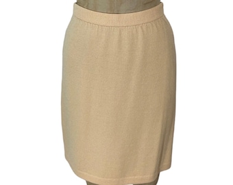 vintage ST. JOHN knit pencil skirt / Santana knit skirt / cream ivory / women’s vintage skirt / tag size 4