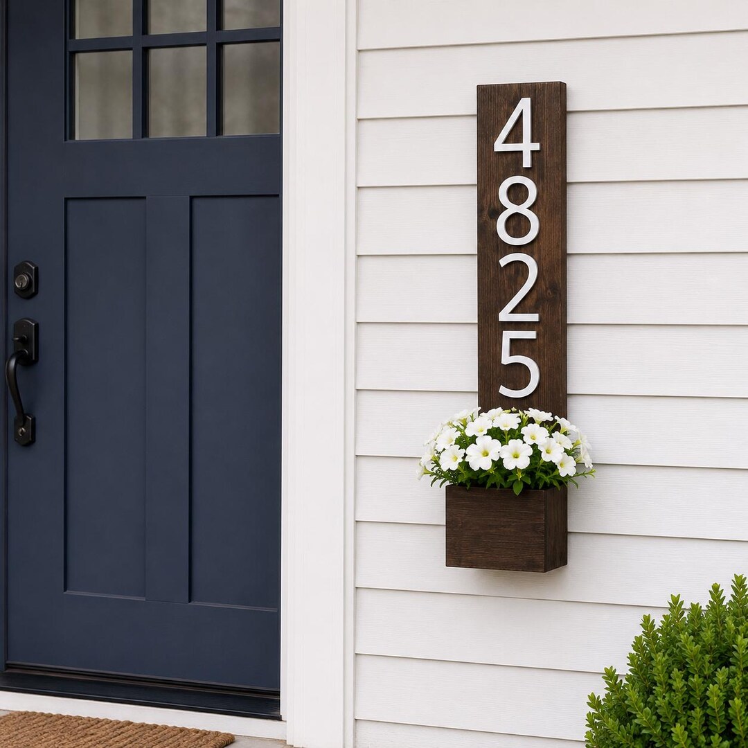 House Number Planter Plans PDF | DIY Vertical Address Sign Planter - Etsy