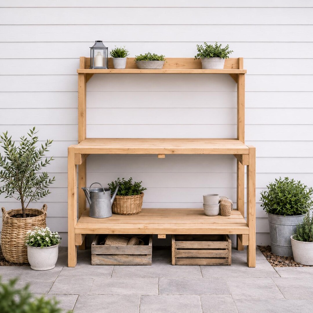 Simple Potting Bench Plans PDF | DIY Garden Potting Table | Outdoor ...