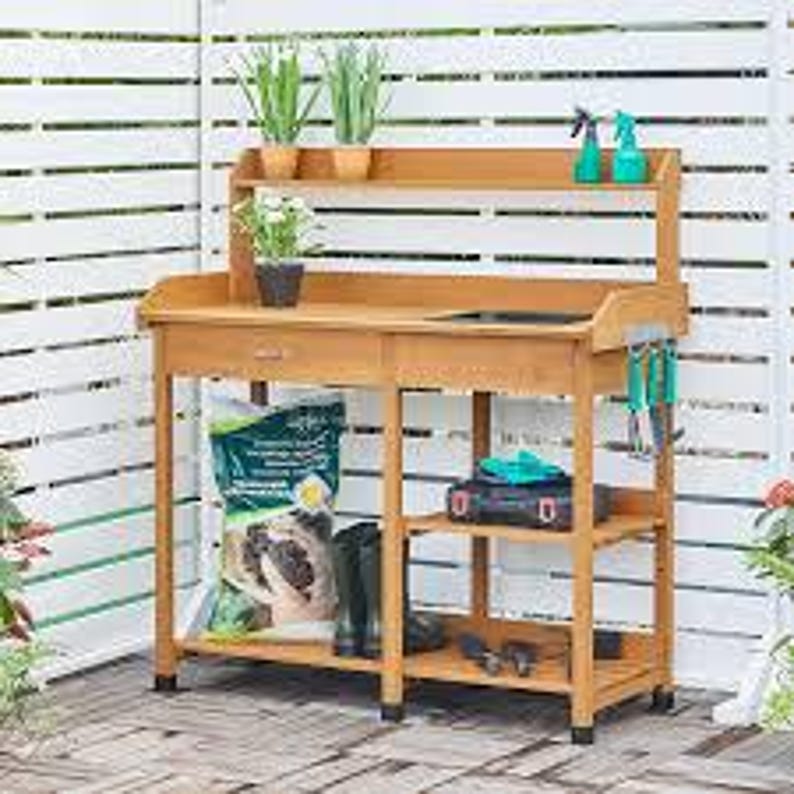 Simple Potting Bench Plans PDF | DIY Garden Potting Table | Outdoor ...