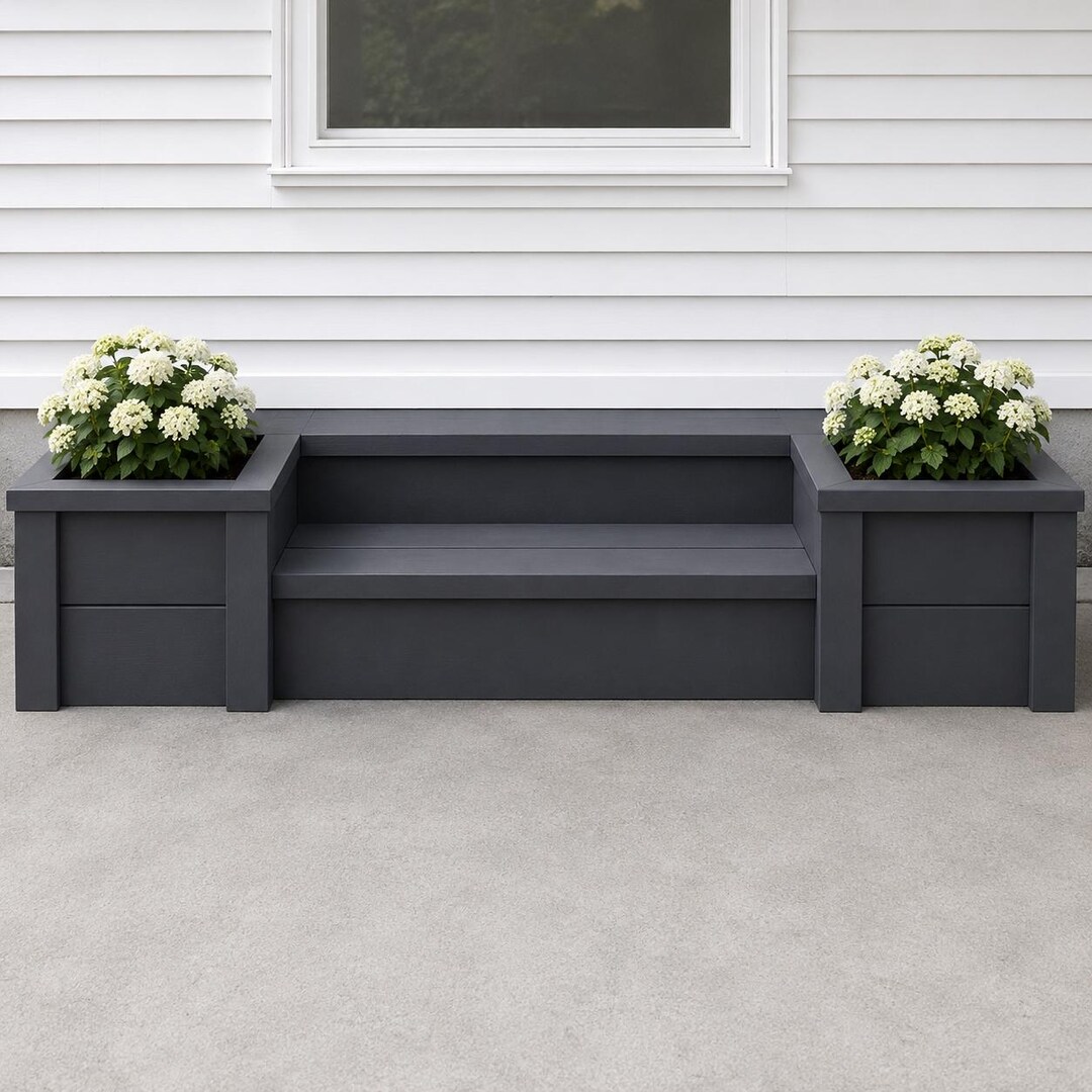 Outdoor Planter Bench Plans PDF | DIY Patio Bench With Planter Boxes - Etsy