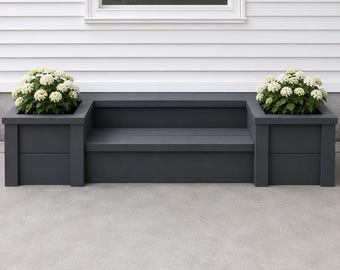 Outdoor Planter Bench Plans PDF | DIY Patio Bench With Planter Boxes - Etsy