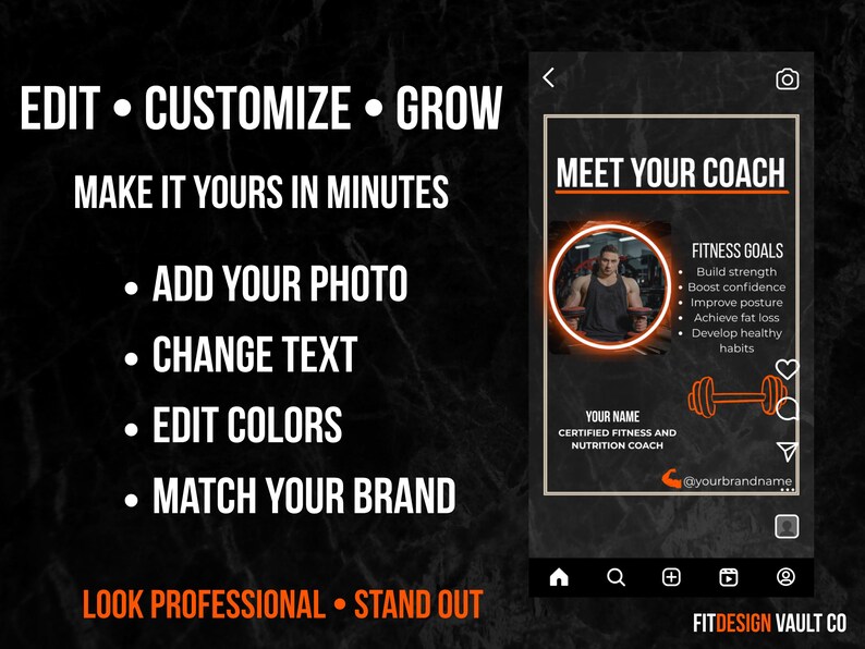 Coach Introduction Post Meet Your Coach Canva Template | Personal Trainer Instagram Post ...