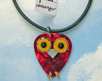 Pluck Crimson Owl Necklace