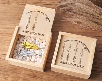 Engraved Name Lure Gift Set with Custom Box Personalized Engraved Fishing Lure Fisherman Gift for Dad Uncle Husband Father's Day Gifts