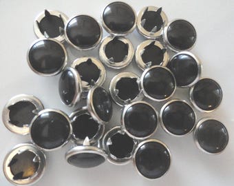 12 Western Pearl Snap Set 7/16 - 4 Part Prong Size 18 Black No-Sew Fabric Closure Fastener Rodeo Shirts Crafts Sewing