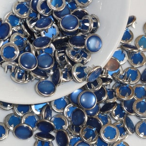 12 Royal Blue Pearl Snap Set 4 Part Prong 7/16" Size 18 Western Shirt Bib Tote Rodeo Fabric Closure Halloween Dance Costume Lorcana Dice Bag