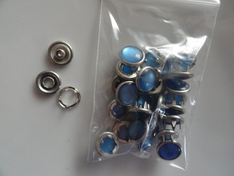 12 Pearl Snaps Set Medium Blue 4 Part Prong Size 16 Etsy