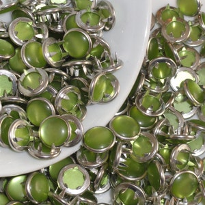 12 Lime Green Pearl Snap Set 4 Part Prong 7/16" Size 18 Western Shirt Bib Tote DIY Scrubs Apron Rodeo Fabric Closure Halloween Dance Costume