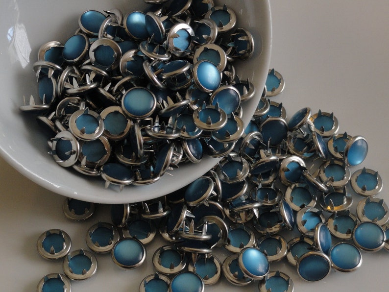 12 Pearl Snaps Set Medium Blue 4 Part Prong Size 16 Etsy