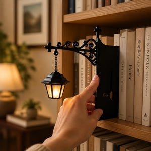 Metallene Bücherregalleuchte, batteriebetriebene Bücherregalleuchte, Dark-Academia-Bibliothekslampe, Miniatur-Bücherregalleuchte, Geschenk für Bücherliebhaber