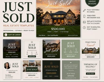 13 Gerade verkauft Social Media Posts | Realtor Marketing Bündel | Grundbesitz Instagram Template