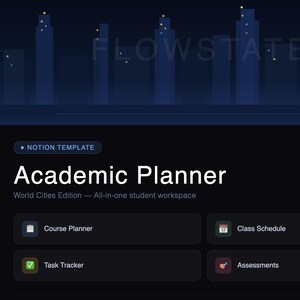 Notion Academic Planner Template | Student Planner, Course Tracker & Study Planner | Dark Mode Notion Template | Instant Download