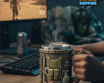 Handmade Stainless Steel Mug _ Soldier Coffee Mug _ Unique Military-Inspired Coffee Mug _ Legal Boss Gift _ Law Office Coffee Mug