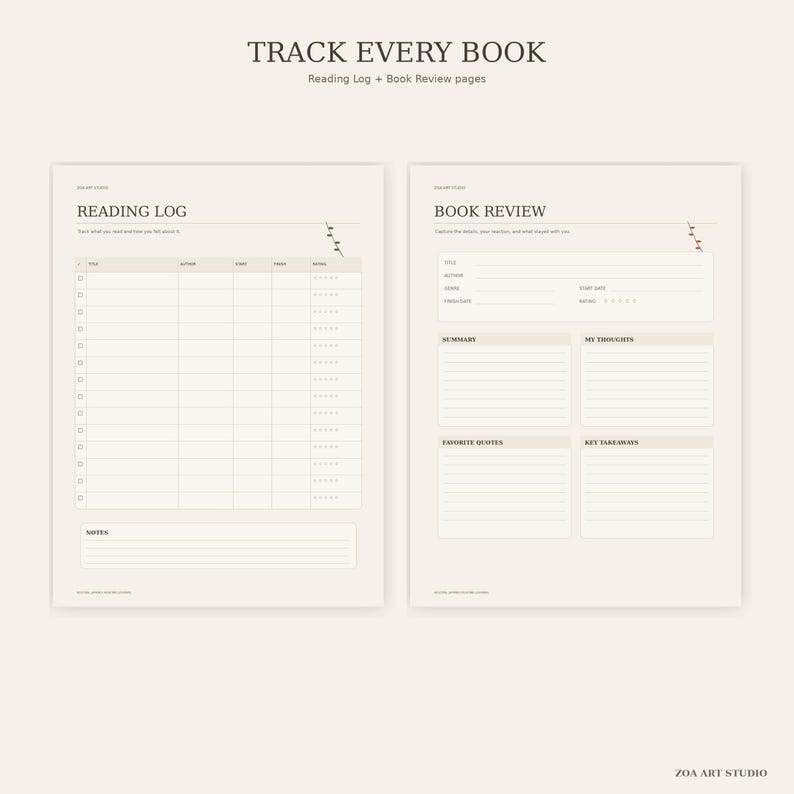 Digital Reading Journal, 30-Page Hyperlinked Goodnotes Book Tracker, Neutral Japandi PDF - Etsy 日本