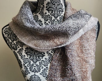 Hand Woven Scarf in Brown and Gray - with Sparkle Glitter