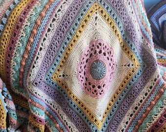 Stitch Sampler Afghan in Scraps - Crochet Afghan Throw Blanket