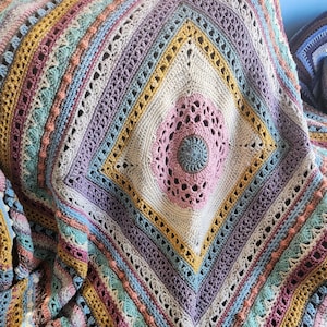 Stitch Sampler Afghan in Scraps - Crochet Afghan Throw Blanket