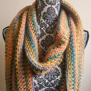 Large Long Scarf in Yellow Orange Pink