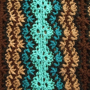 Striped Afghan in Brown and Teal Crochet Throw Blanket image 4
