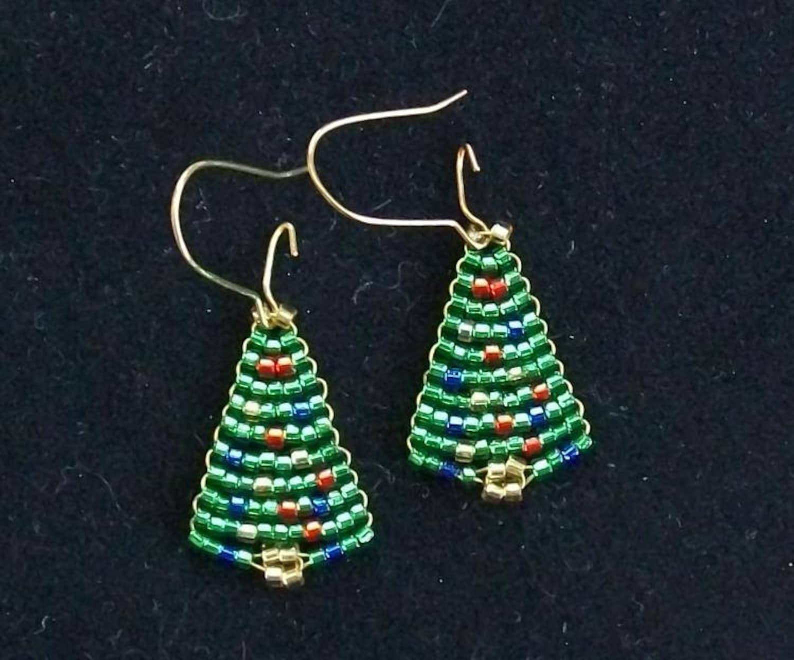 Beaded Christmas Tree Earrings Etsy