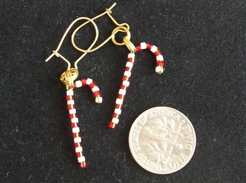 Beaded Christmas Candy Cane Earrings Etsy