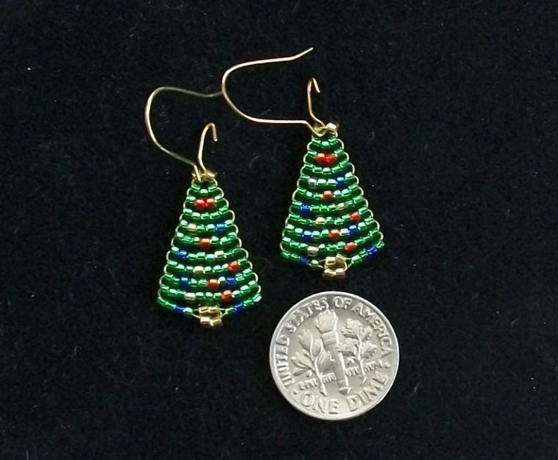Beaded Christmas Tree Earrings Etsy