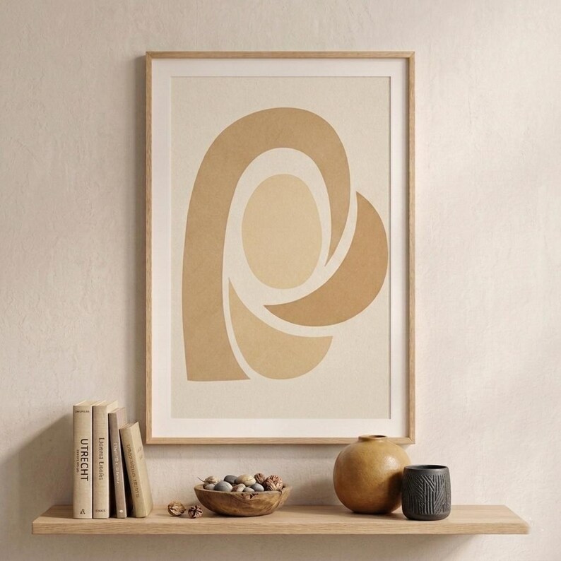 Neutral Abstract Wall Art Printable, Minimalist Beige Boho Decor ...