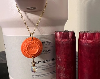 Trap, Skeet, Sporting Clays, Clay Pigeon Target Shotgun Stanley CUP CHARM or Purse Charm "White Flyer®" Orange Clay Target polymer clay 245