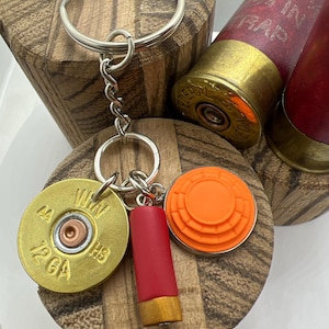 Trap Skeet Sporting Clays, Key Chain, Clay Target, shotgun clay pigeon. &quot;White Flyer®&quot; shotgun shell end, clay 12g shell SoulfulJewels 244