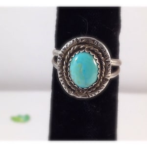 Turquoise and Sterling Silver Artisan Hand Crafted Ring size 6 1/2 #45