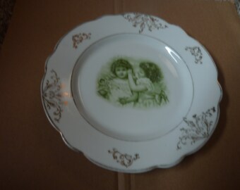 vintage Bavaria transfer design plate with children